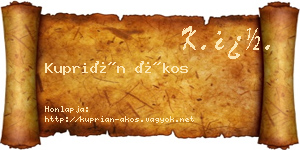Kuprián Ákos névjegykártya