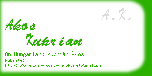 akos kuprian business card