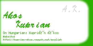 akos kuprian business card